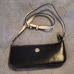 JM Collection Black and Cream Shoulder Bag